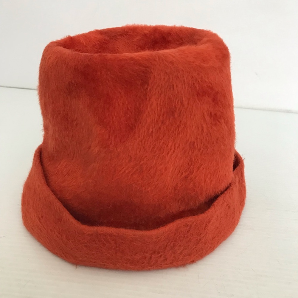 Borsalino Orange faux fur bucket hat